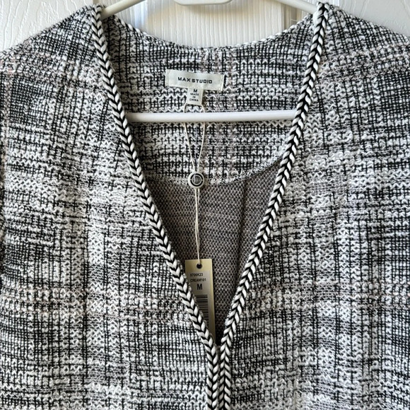 NWT Max Studio Tweed Nautical knit Blazer Sweater cardigan neutral Medium - Picture 3 of 12
